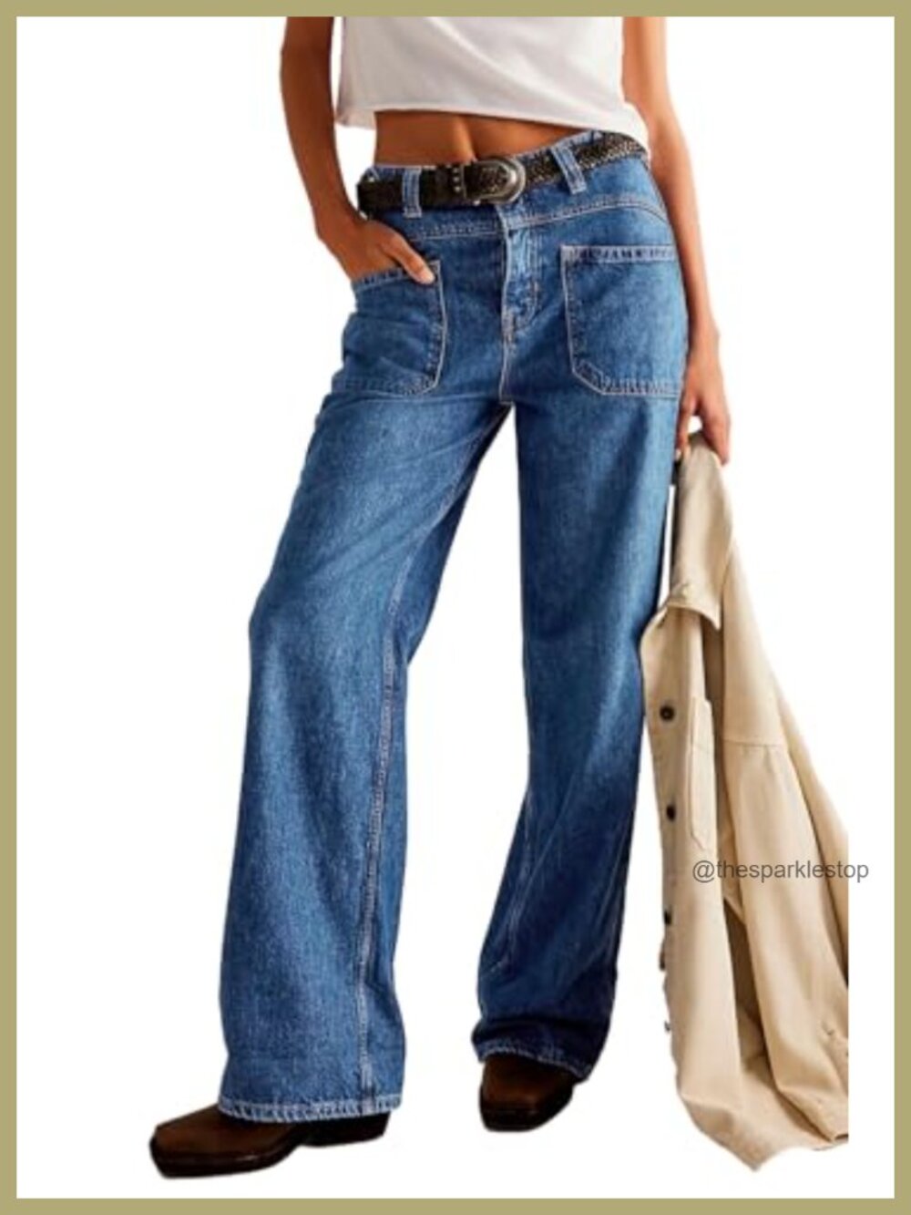 High Waisted Straight Leg Baggy Boyfriend Jeans Cargo Pants Trendy Y2K